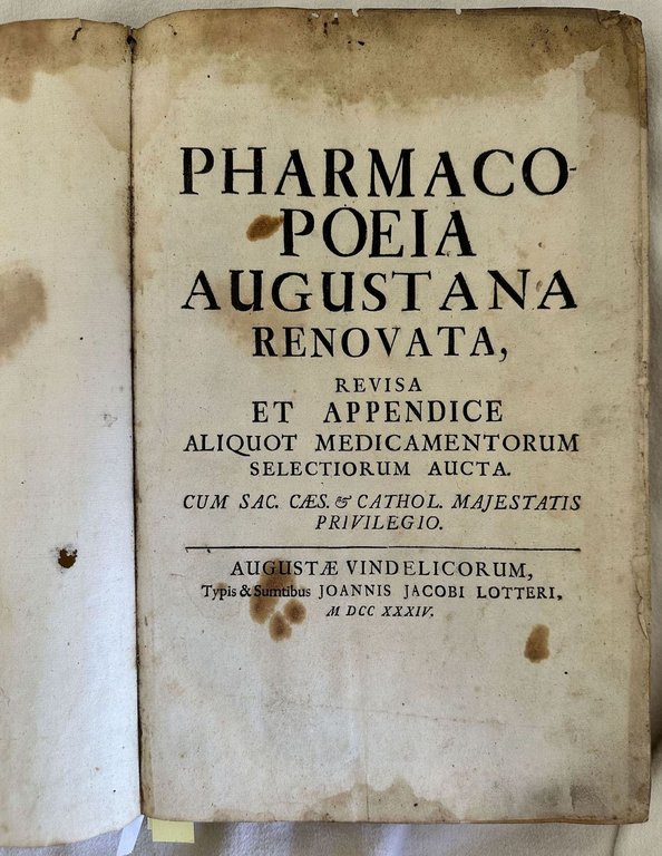 PHARMACOPOEIA AUGUSTANA RENOVATA REVISA ET APPENDICE ALIQUOT MEDICAMENTORUM SELECTIORUM AUCTA