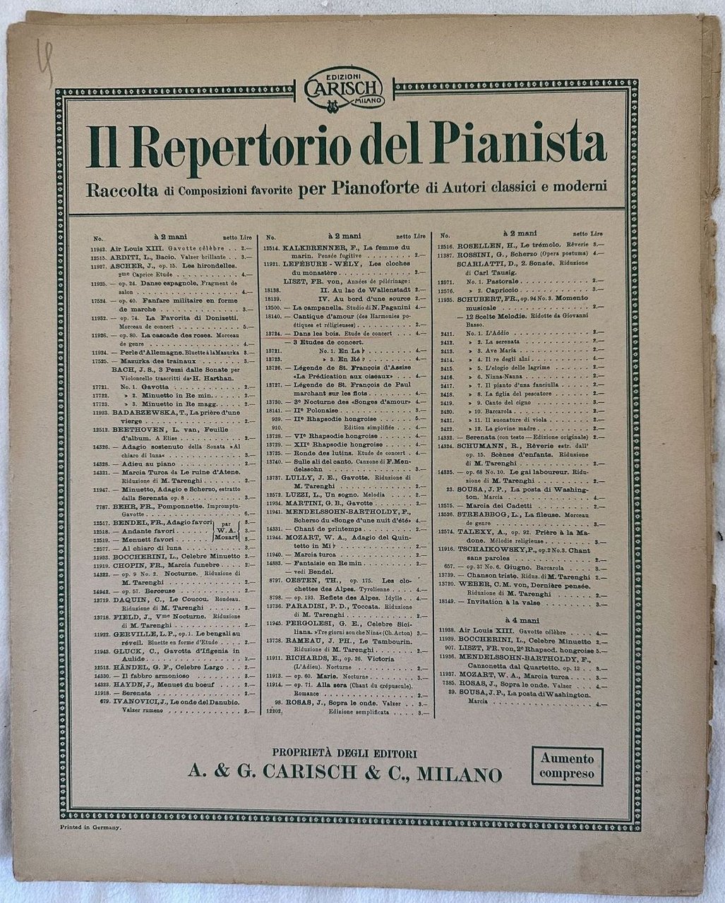 IL REPERTORIO DEL PIANISTA DANS LES BOIS ETUDE DE CONCERT …