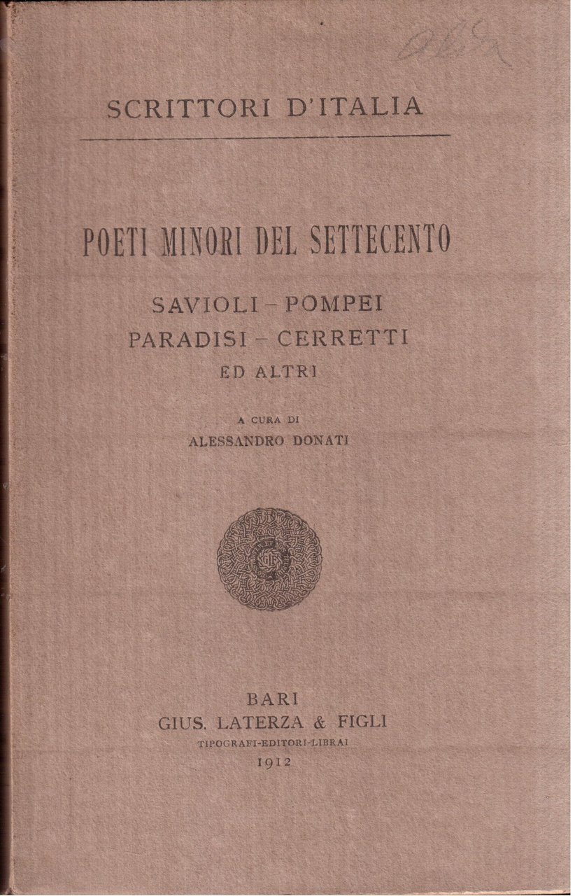 Poeti minori del settecento Savioli - Pompei - Paradisi - …