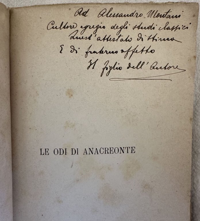 LE ODI DI ANACREONTE CON PREFAZIONE E NOTE DI CLINIO …