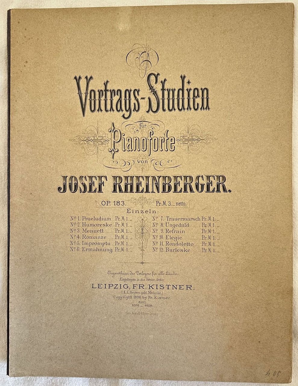 VORTRAGS STUDIEN FUR PIANOFORTE OP. 183