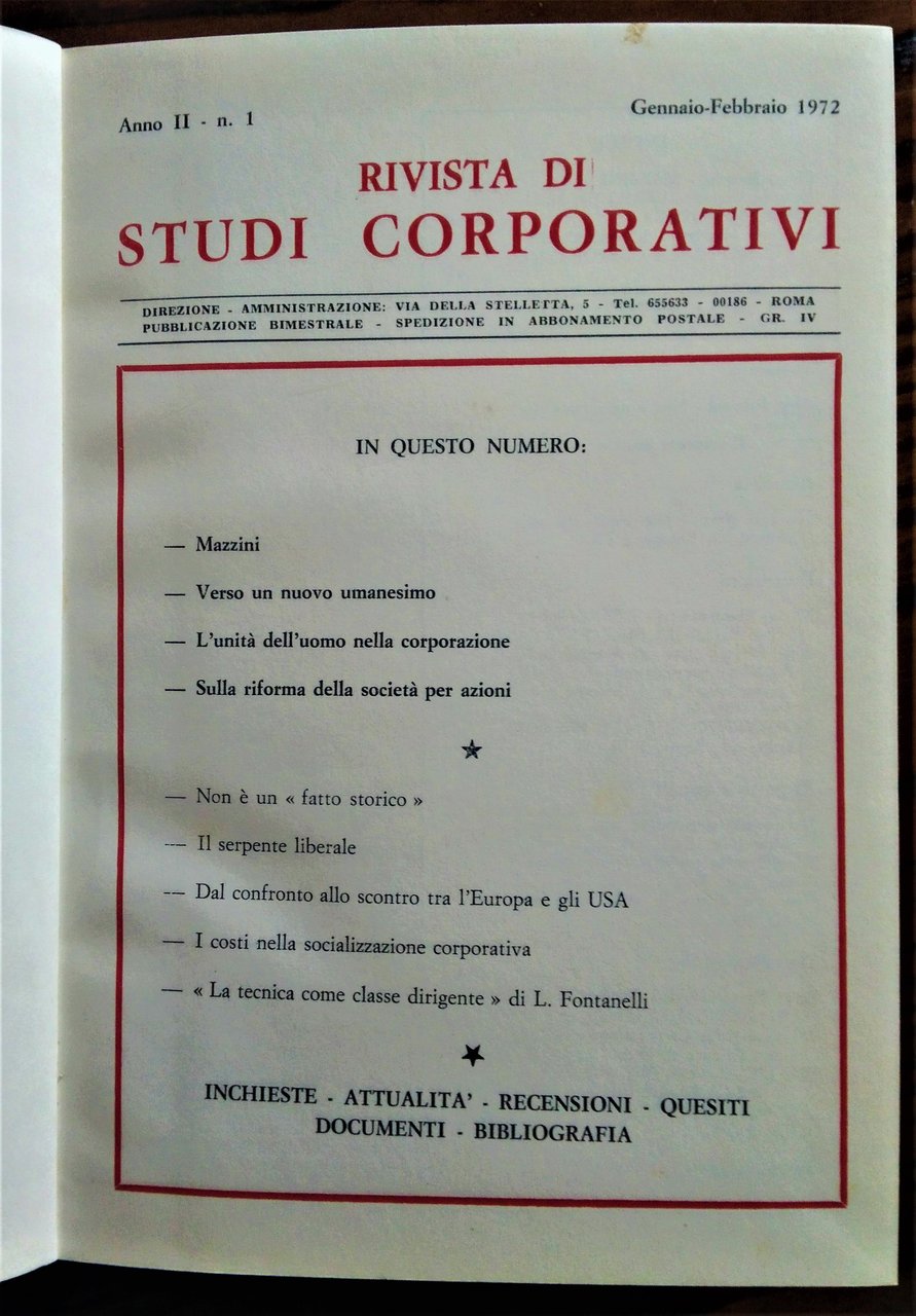 Rivista di Studi Corporativi. Direttore responsabile Diano Brocchi. Anno II …