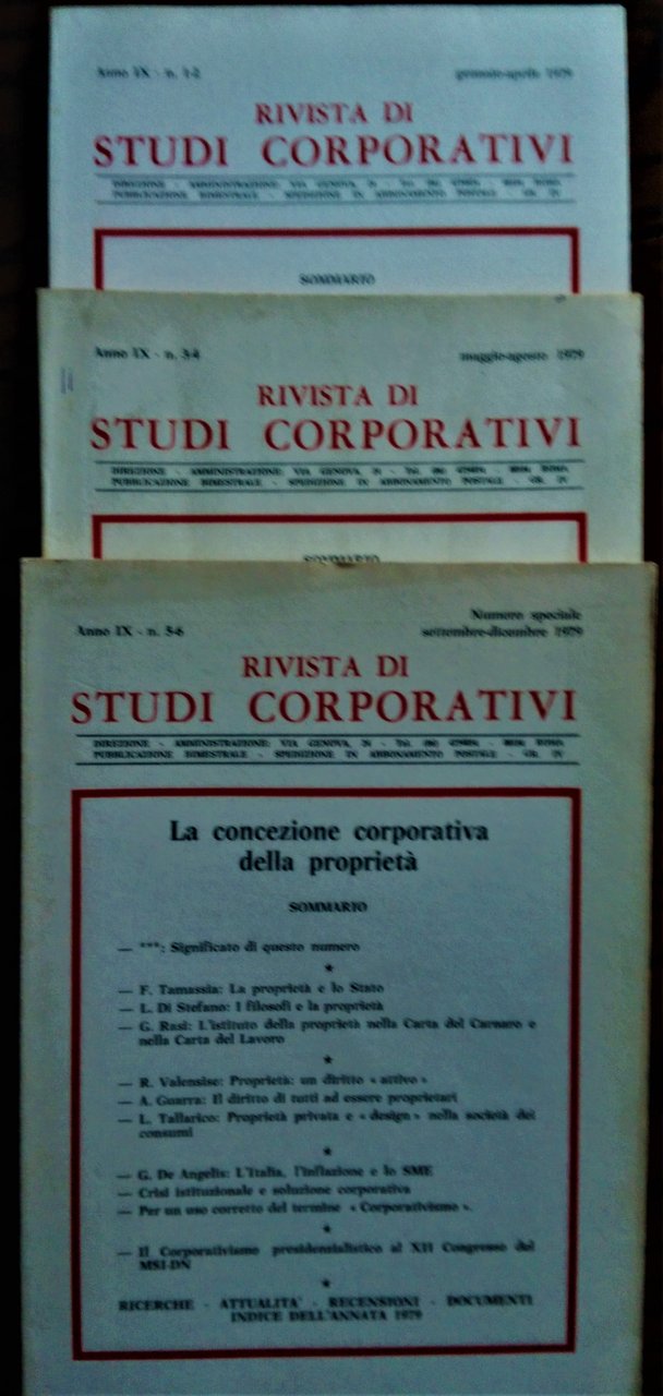 Rivista di Studi Corporativi. Gaetano Rasi direttore responsabile. Anno IX …