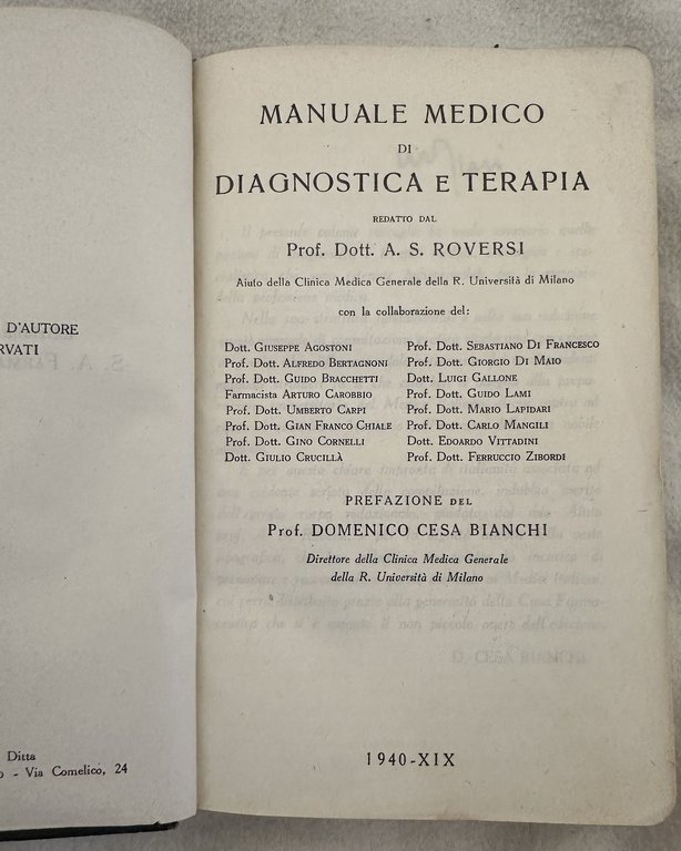 MANUALE MEDICO DI DIAGNOSTICA E TERAPIA