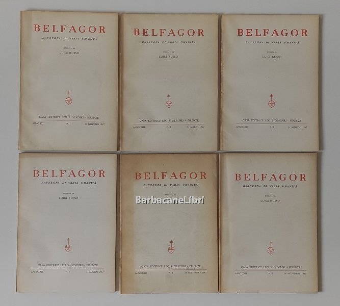 Belfagor. Rassegna di varia umanità (6 numeri, annata completa 1967). …