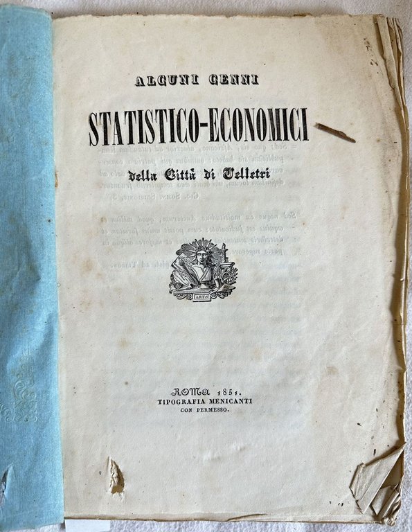 ALCUNI CENNI STATISTICO-ECONOMICI DELLA CITTA DI VELLETRI