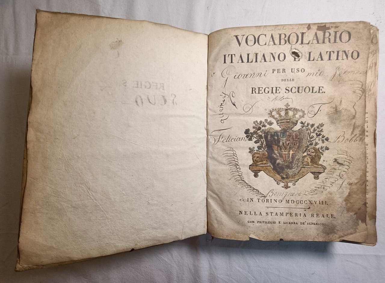 STAMPERIA REALE - TORINO 1818 - VOCABOLARIO ITALIANO LATINO USO …