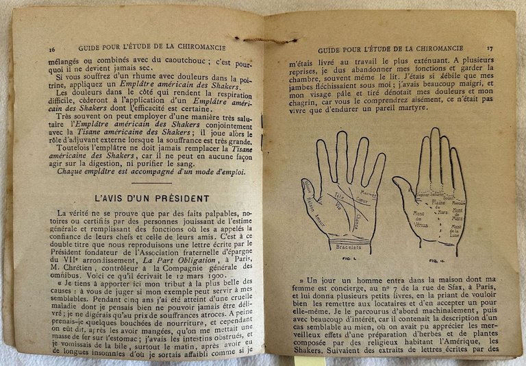 CALENDRIER 1902 GUIDE POUR L'ETUDE DE LA CHIROMANCIE PAR ZILLAH …